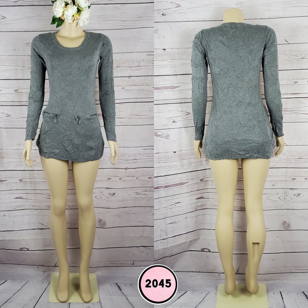 joseph a. long sleeve small gray mini dress